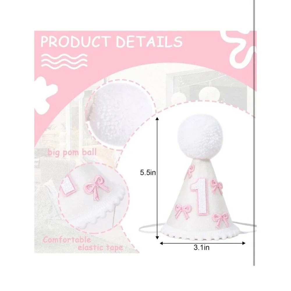 Half Birthday Hat - Bow Cake Smash Crown for 1 Year Old Baby, Mini Photo Prop
